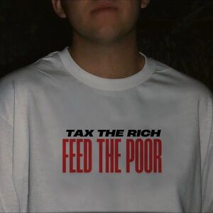 Red and Black Short Sleeve Tee with Bold Graphic Text